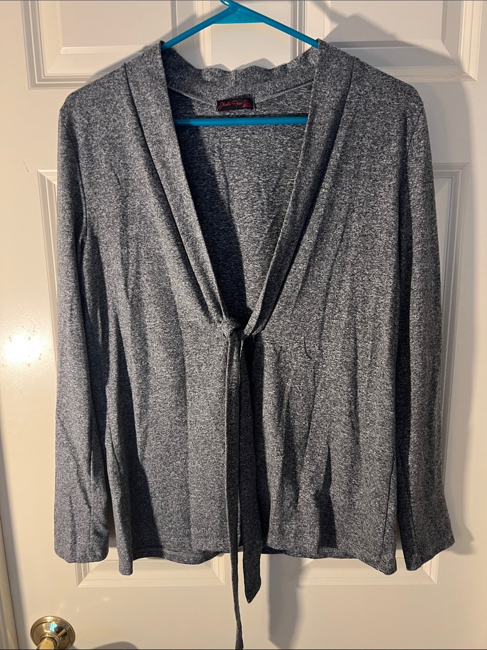 Tie-Front Open Cardigan in Heather Gray